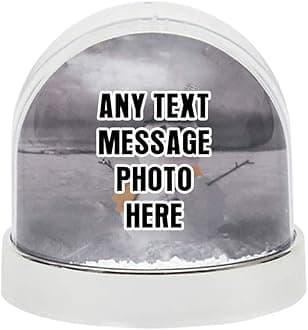 Personalised with Your own Text,Name,Image themed Photo Snow Globe Dome Glitter Shaker. (Silver)