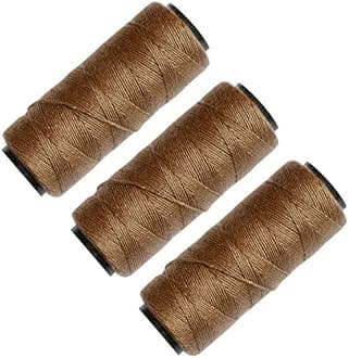 3 Rolls Sewing Thread for Hair Weave Bundles, Hair Extensions, Sewing Hair Weft, Making Wig DIY Weaving Thread (Khaki)