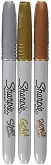 Sharpie - Fine Point Metallic Permanent Markers - Silver/Gold/Bronze (1-Pack of 3)
