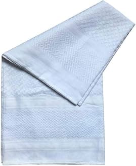 Adult Men Arab Head Scarf Keffiyeh Middle East Desert Shemagh Wrap Muslim Headwear Arabian Costume Accessories (White)