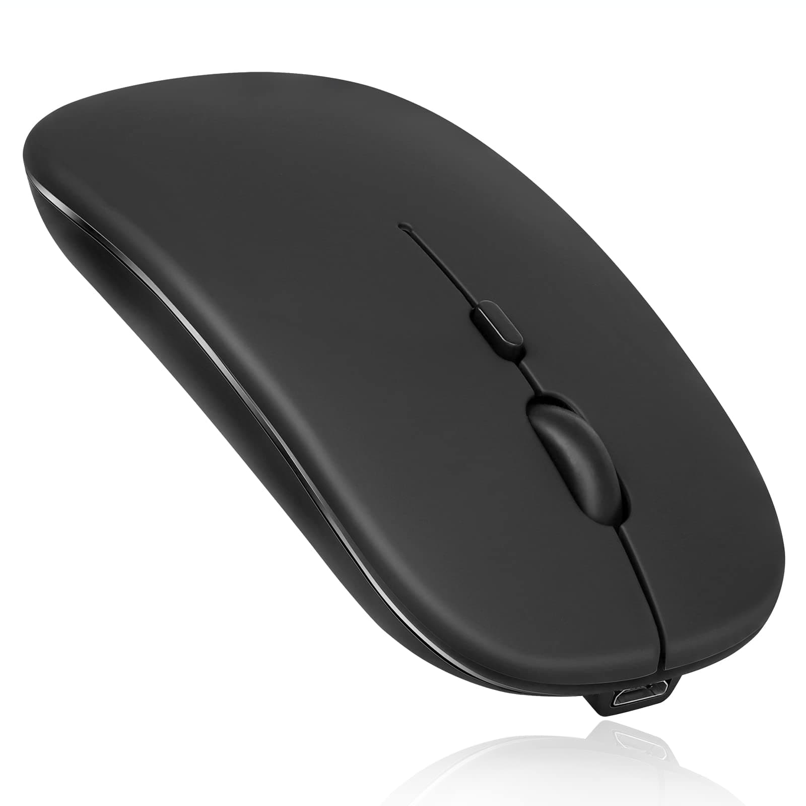 Bluetooth Mouse, Rechargeable Wireless Mouse for Samsung Galaxy S22 S23 Ultra S24 Bluetooth Wireless Mouse Designed for Laptop/PC/Mac/iPad pro/Computer/Tablet/Android - Black