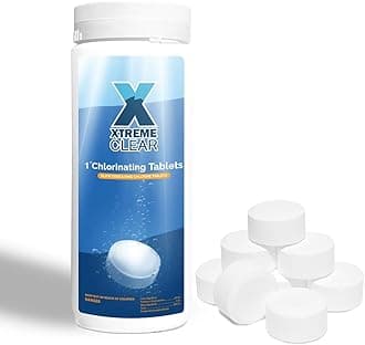 XtremeClear 1" Chlorine Tabs Swimming Pool Hot Tub & Spa Eliminate Bacteria & Algae Sanitizer Makes Water Clean & Crystal Clear Slow Dissolving 1.5lbs