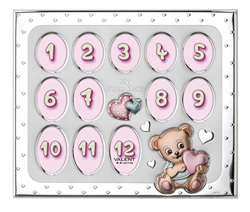 Sterling Silver My First Year Multi Photos Frame, Pink