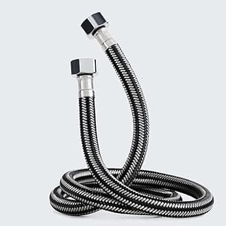 Stainless Steel Braided Hose Flexible Water Plumbing Pipe Bathroom Kitchen Sink Hot Cold Water Inlet Hoses for Toilet/Taps G1/2 X G1/2 1.2M Long