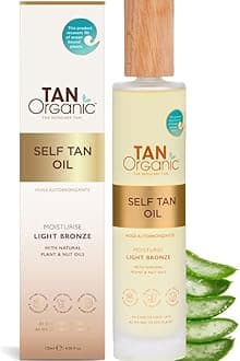 TanOrganic Self Tanning Oil 100ml | Organic Self Tanner for Face & Body | Hydrating Sunless Tan with Natural Glow | Vegan