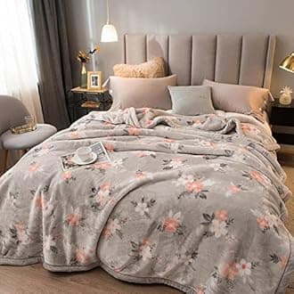 Korean Mink Blanket Plush Blanket Twin Size 60 x 80 ,5 Pounds Heavy Fleece Cherry Blossom Pink Blanket Silky Soft Warm 2 Color 60x80Inches
