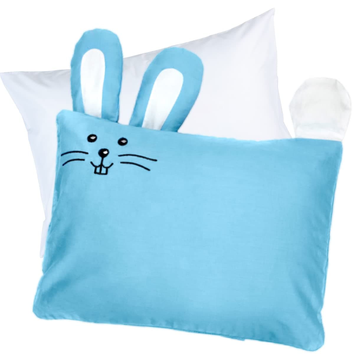 Toddler Pillow + Blue Bunny Pillowcase