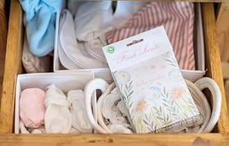 WILLOWBROOK | Fresh Scents Scented Sachet Packet | Baby Powder | Air Freshener Bags for Drawers, Closets, Cars | 6 Pack | Long Lasting Home Fragrance