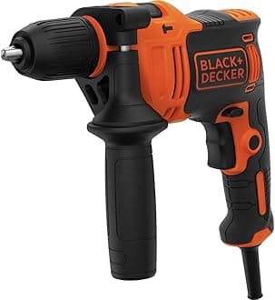 Black & Decker 710W 47,600BPM Single Gear Hammer Drill with 4 Bits in Kitbox for Metal & Masonry Drilling, Orange/Black - BEH710K-GB, 2 Years Warranty