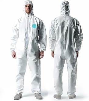 Andes SafetyHazmat Suits, Heavy Duty Full Body Disposable Paint Suits, Coveralls with Hood, Elastic Wrists & Ankles