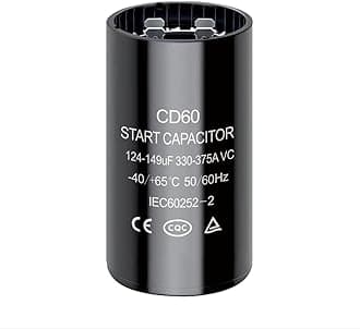 124-149 uf/MFD CD60 Round Start Capacitor ±20% 50/60 Hz 330-375 VAC Round Motor Well Pump Start Capacitor (124-149 uf/MFD, 1)