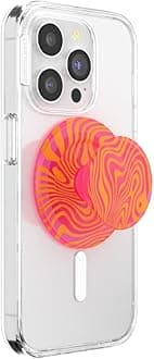 PopSockets Phone Grip for MagSafe with Kickstand, Magnetic Stand, Swappable Top, Secure Hold for iPhone MagSafe Cases, Phone & Tablet Grip - Swirl Aviation Orange