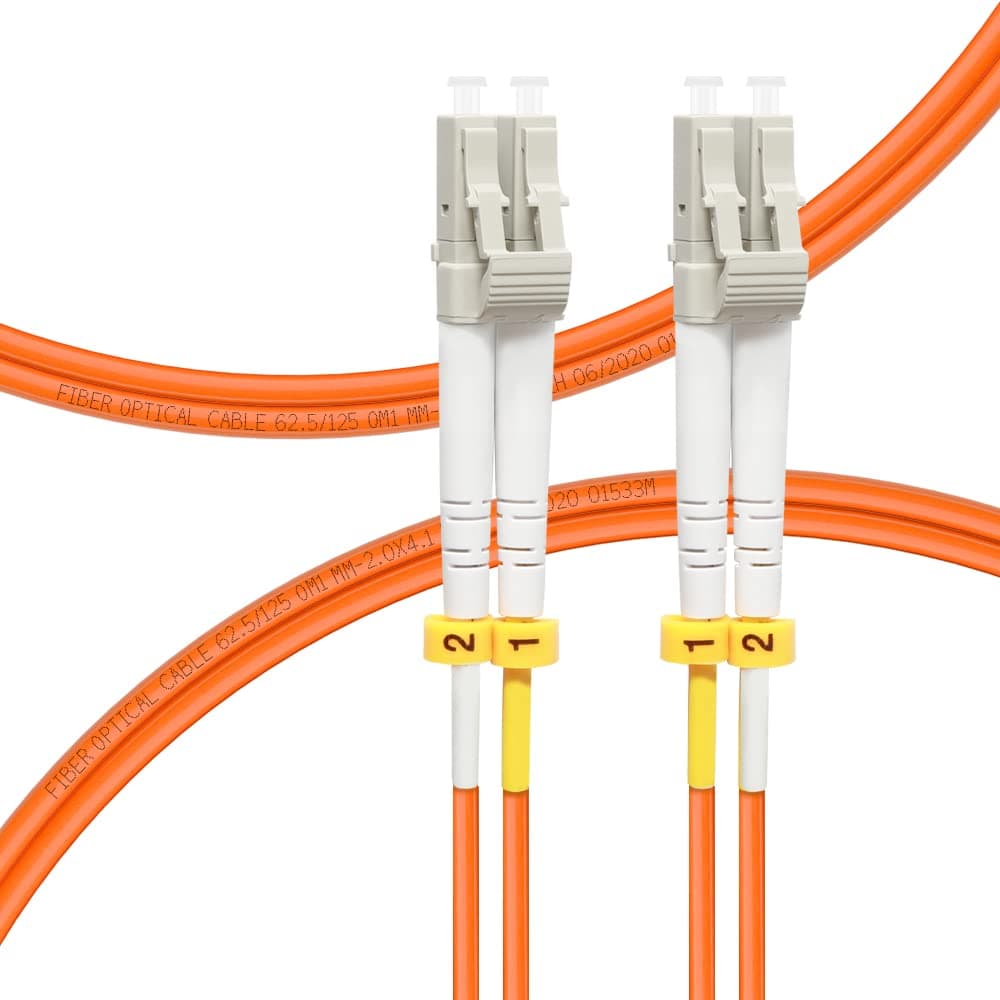 FLYPROFiber- 0.2M OM1 LC to LC Fiber Patch Cable, Length Options: 0.2m-100m, 1GB Duplex 62.5/125um Multimode Fiber Optic Cable Cord LSZH 0.2Meter(7inch)