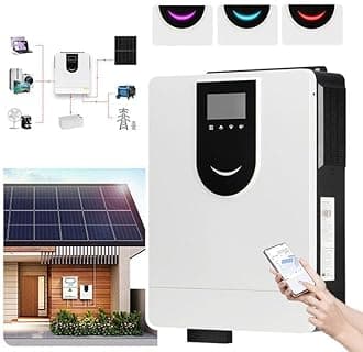 MPPT All-in-On Hybrid Solar Inverter (On/Off Grid) + Smart App Control, 3 Indicator Lights (Battery/Utility/PV), 40-160A Controller, 12-48V DC to 220V AC,DC24V-3.2KW