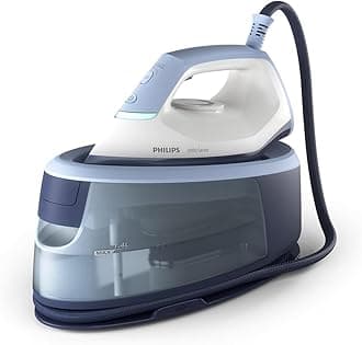 Versuni Philips 3000 Series Steam Iron Station, 2400 W, 120 g/min Continuous Steam, 350 g Steam Boost, Fast and Powerful, Vertical Steam, Ceramic Sole, Deep Azure (PSG3000/20)