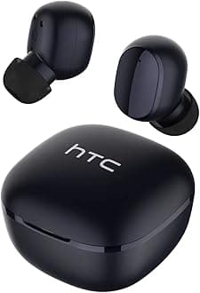 - HTC True Wireless Earbuds 6 Bluetooth 5.3 in Ear Stereo Headphones Touch Control with Built-in Microphone, Wireless Noise Cancelling Earbuds 22H Playtime with Charging Case for Android and iOS- Black