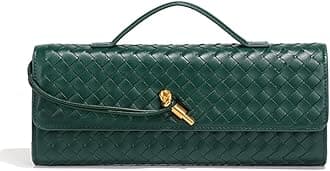 Covelin Women's Handmade Woven Evening Bag Leather Shoulder Clutch Handbag Fashion Crossbody Purse