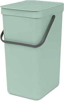 Sort & Go Kitchen Recycling Bin | S / 4.2 Gal / 16L | Jade Green | Removable Stay-Open Lid, Carry Handle | Trash Can for Bottles, Cans, Paper, Glass | Wall-Mounting Bracket Included