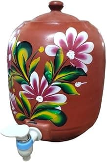 Earthern Clay Water Pot with tap Designer|12L|mitti ka Matka| paani ka Matka
