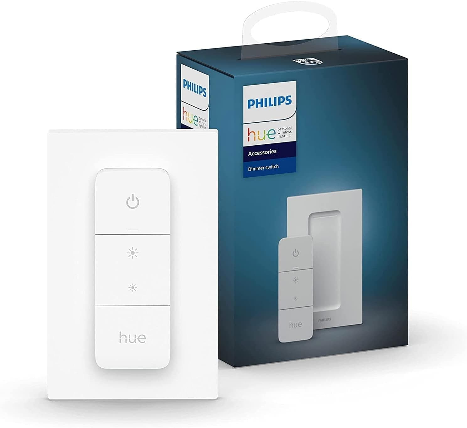 Philips Hue Smart Wireless Dimmer Switch V2 (Installation-Free, Exclusive Philips Hue Lights) for Indoor Home Lighting, Livingroom, Bedroom