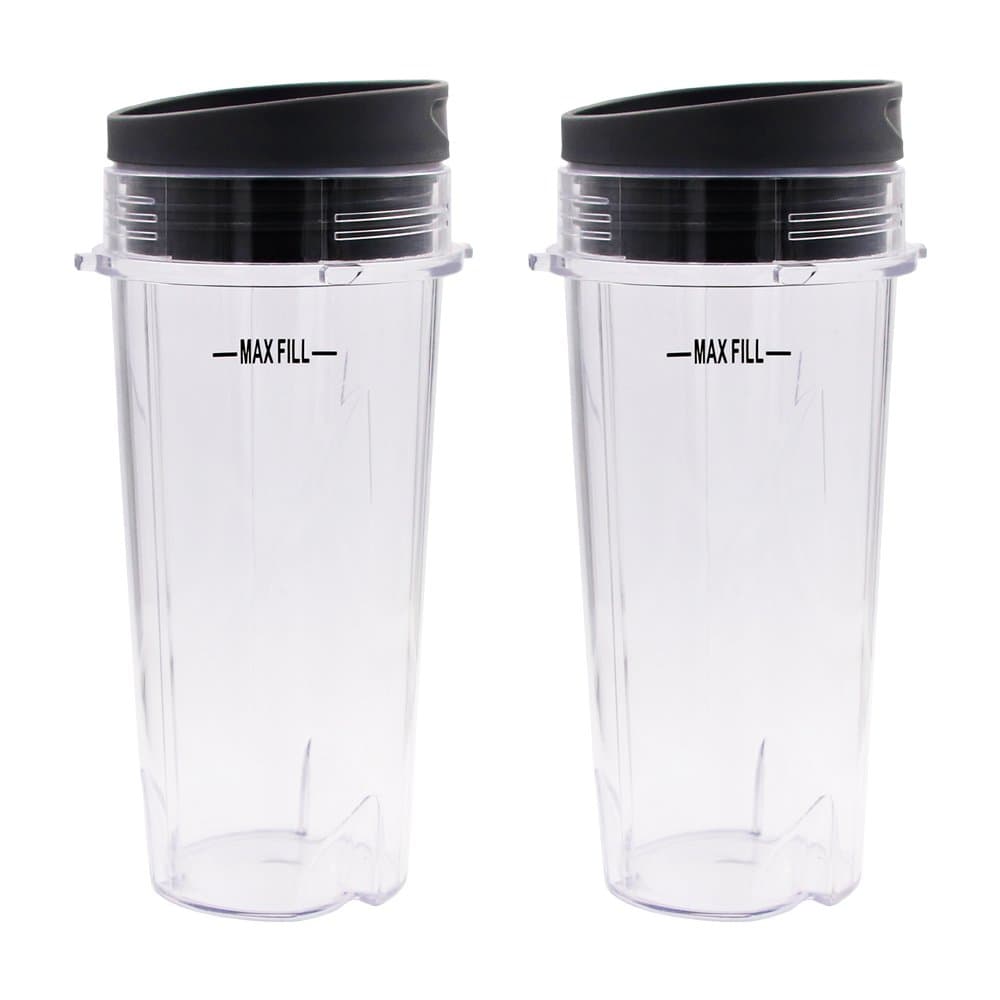 16oz Replacement Cup with Lid for Nutri Ninja BL770 BL780 BL810 BL820 BL830 BL660 BL663 (2x Cup w/Lid)