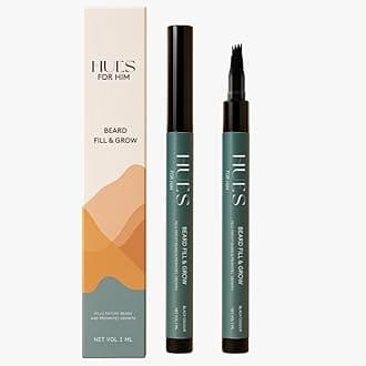 Beard Fill & Grow | Beard Filler for Men with Growth Extract | Waterproof, Smudge-Proof, Long-Lasting Beard Pencil | Natural Look | Patchy Beard Solution | Made in India (Black)