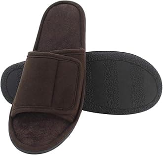 Magtoe Adjustable House Slippers for Men Soft Open Toe Breathable Indoor Slip on Mens Slides Sandals with Memory Foam for Home Bedroom,All Seasons