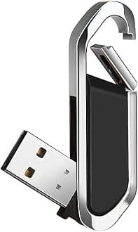 64GB USB Flash Drive Portable Metal Thumb Drive with Keychain USB 2.0 Memory Stick Pen Drive for External Data Storage, Black