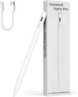 Active Stylus Pen for Touchscreen Android iPhone Tablet Phone，Touch Screen Pen for iPhone/iPad/Pencil/Samsung/iOS/Lenovo/Huawei - White
