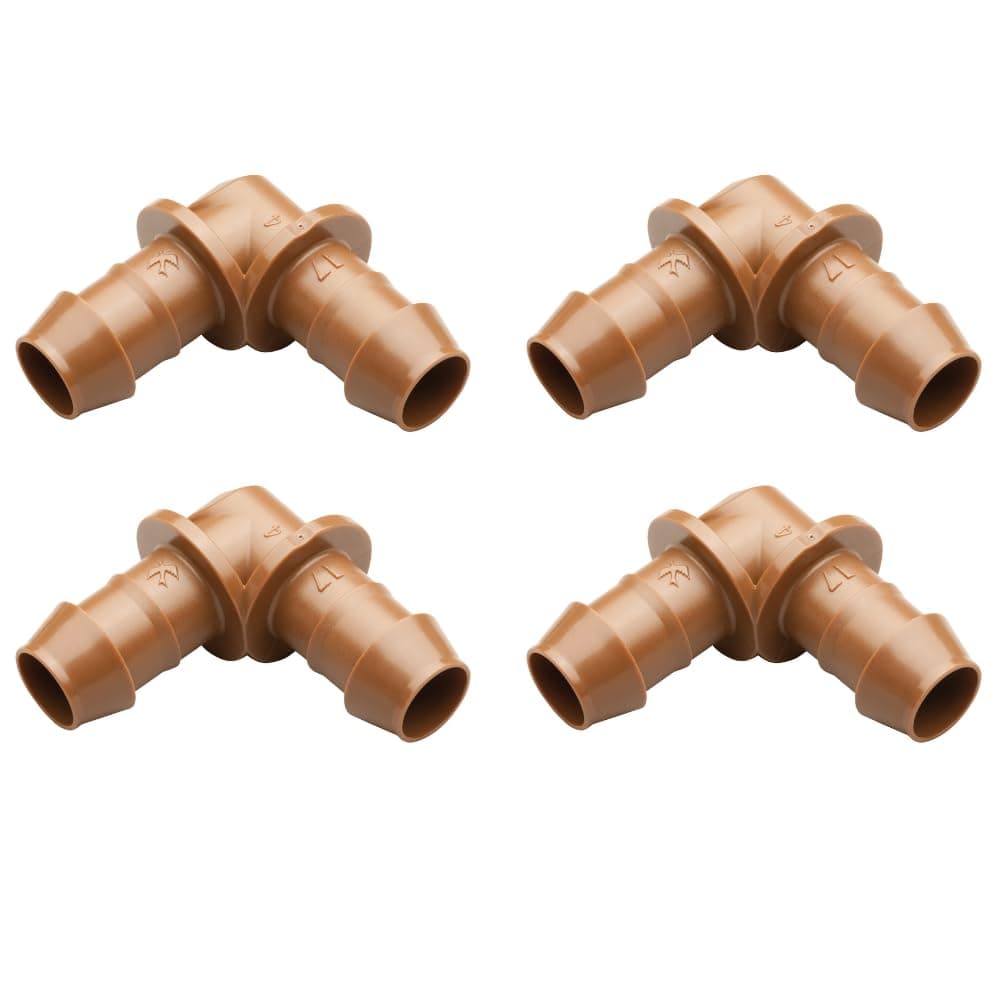 Rain Bird BE50/4PK Drip Irrigation Universal Barbed Elbow Fitting, Fits All Sizes of 5/8", 1/2", .700" Drip Tubing, 4-Pack