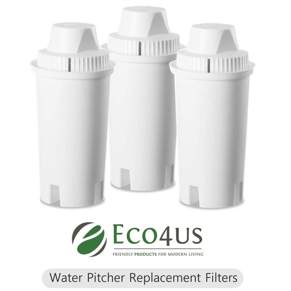 Eco4us - Alkaline Water Pitcher Replacement Filters (3 Pack), Brita Replacement Filters, Mavea Replacement Filters, Water Pitcher Filters