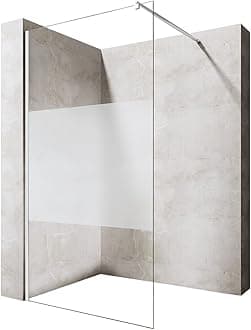Durovin Bathrooms 1300mm Walkin Shower Screen 2000 mm high - 8mm Safety Frosted Strip Glass -Wet Room Shower Enclosure