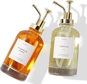 MoliMoli Coffee Syrup Dispenser for Coffee Bar, Coffee Pump Dispenser, Glass Syrup Bottle w. Pump, Maple/Coffee Syrup Bottles, Simple Syrup Dispenser w. Coffee Syrup Labels, 16.9 oz 500 ml, Set of 2