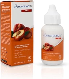 GHOSTBOND XL Hair Replacement Adhesive - 1.3oz - Invisible Bonding Wig Glue: Extra Moisture Control - Water & Oil-Resistant, Light Hold for Poly and Lace Hairpiece, Wig, Toupee Systems, (Peach)