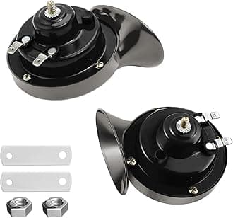 2PCS 300DB Super Loud Train Horns, 12V Waterproof Air Horns Replacement Kit, Car Air Electric Snail Double Horn, Automotive Accessories Universal for Motorcycle, Truck, Bike, Boat (Gray)