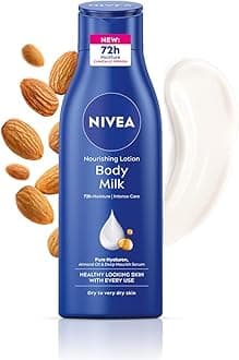 NIVEA Nourishing Body Milk 120ml Body Lotion with Deep Moisture Serum | 48 H Moisturization | With 2X Almond Oil | Smooth and Healthy Looking Skin |For Very Dry Skin