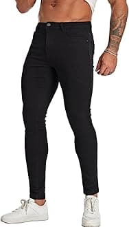 Men's Super Skinny Stretch Tapered Leg Slim Fit Ripped Distressed Jeans