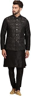 Ethluxis Men's Kurta Churidar Pyjama with Nehru Bandhgala Jacket