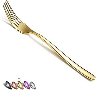 Gold Dinner Forks 6 Piece, Stainless Steel 8'' Forks Silverware Set, Dessert Forks, Table Forks, Salad Forks for Home, Kitchen or Restaurant, Dishwasher Safe