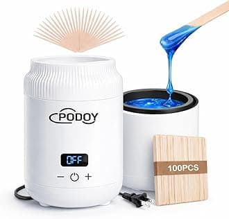 PODOY Mini Wax Warmer - Switchable Display, Portable for Hair Removal with 100 Wax Sticks, Non-Stick Waxing Kit for Women's Face and Body, Professional Melter Machine