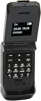 Unlocked Flip Mobile Phone, Small Flip Phone, 0.66 Inch Screen 64x48 32MB 64MB 300mAh Battery Bluetooth Flip Cell Phone for Seniors (Black)