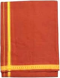 Fancy Border Colored Single Layer Pentex Dhoti Mundu Vesti 2.0mts, Brown, One Size