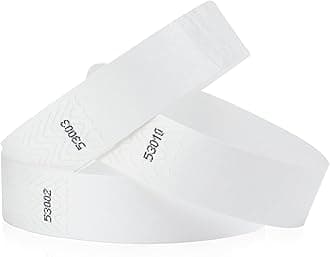 White 3/4" Tyvek Wristbands - 200 Pack Paper Wristbands for Events