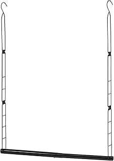 Hanging Closet Rod, Adjustable Width and Height Closet Hanging Organizer, Space-Saving Clothes Hanging Bar, Closet Extender Hanging Rod Double Closet Hanging Rod, 1 Pack Black