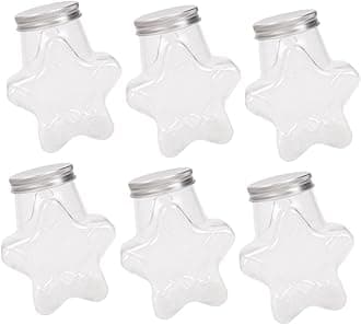 6Pcs Star Shaped Transparent Beverage Bottles Decorative Portable Juice Containers with Lids for Milk Tea Shops Outdoor Events and