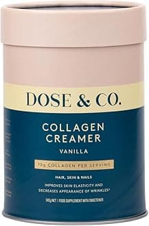 Dose & Co Collagen Creamer for Hair, Skin & Nails, Vanilla Flavor - 12oz Powder Supplement