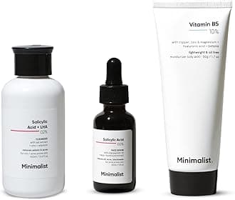 Minimalist Anti-Acne Kit, Skincare Routine Kit for Unisex, Salicylic Acid Face Wash, Vitamin B5 Moisturizer, and Salicylic Acid Serum Combo