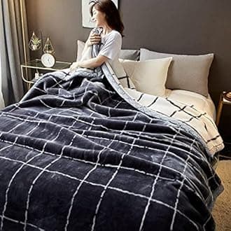 LGYKUMEG Heavy Winter Fleece Plush Blanket King Size,Korean Mink Blanket,Silky Soft And Warm, 2 Ply Reversible Raschel Bed Blanket,Gentleman,150x200cm