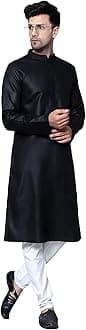 LATEST CHIKAN Men's Cotton Blend Solid Long Kurta Full Sleeves - Casual Ethnic Wear