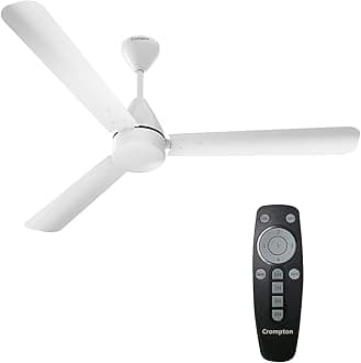 Crompton Energion Hyperjet 1200mm BLDC Ceiling Fan | Point Anywhere Remote Control | BEE 5 Star Rated Energy Efficient | Superior Air Delivery | Anti-Rust | 2 Year Manufacturer Warranty | Opal White